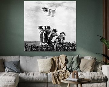 Lego Iwo Jima plaatsen van vlag