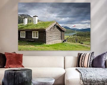 Traditioneel Noors chalet met groen dak van iPics Photography