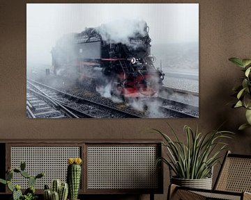 Railway with  steam and fog by Oliver Henze