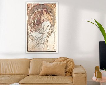 Kunst: Muziek  - Art Nouveau Schilderij Mucha Jugendstil