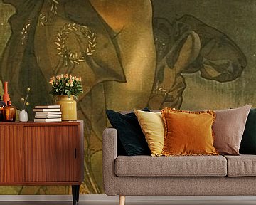 De Maan en de Sterren: De Morgenster - Art Nouveau Schilderij Mucha Jugendstil