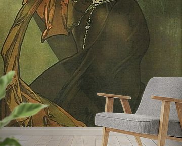 De Maan en de Sterren: De Poolster - Art Nouveau Schilderij Mucha Jugendstil