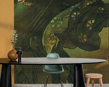De Maan en de Sterren: De Avondster - Art Nouveau Schilderij Mucha Jugendstil
