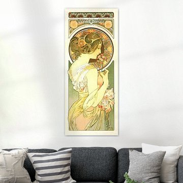 Stijlvol Schilderij Dame Lady Vrouw - Art Nouveau Schilderij Mucha Jugendstil