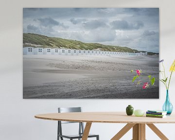 Strandhuisjes op strand Texel