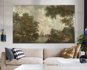 Trois peintures sur papier peint d'un paysage néerlandais, Jurriaan Andriessen