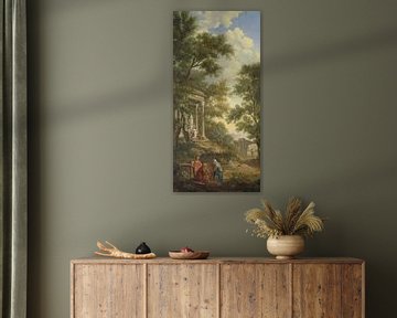 Arkadische Landschaft mit einem Tempel und sitzendem alten Mann, Jurriaan Andriess