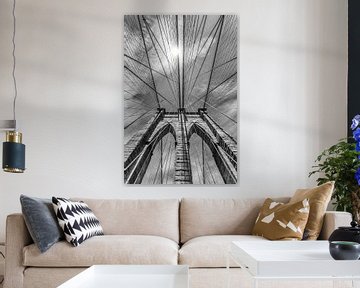 NEW YORK CITY, Brooklyn Bridge is in de Detail | zwart-wit van Melanie Viola