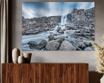 Öxarárfoss Wasserfall Island von Leon Brouwer