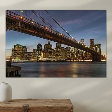 New York Manhatten en Brooklyn Bridge vanaf Brooklyn