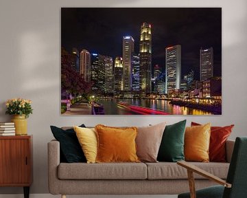 Boat Quay by night van Bart Hendrix