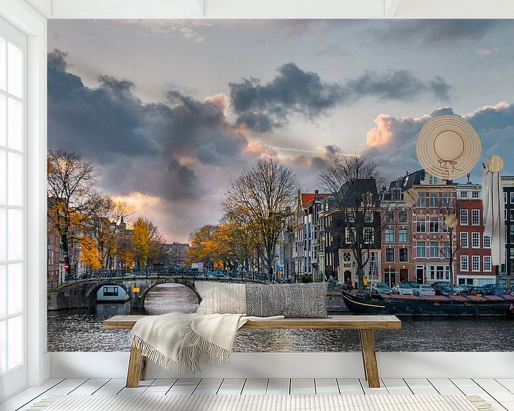 Beispiel fototapete: Prinsengracht mit Herbstwolken von Arjan Almekinders