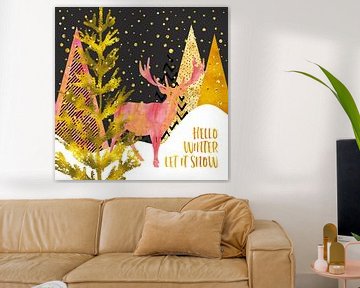 GRAPHIC ART GOLD Hello winter let it snow by Melanie Viola