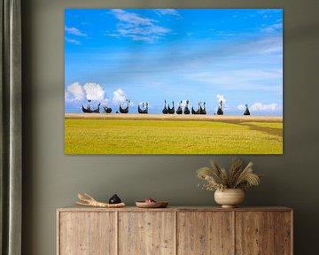 Wooden fishing boats in Summer