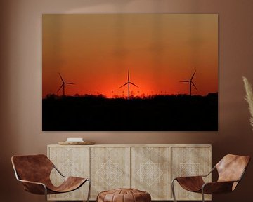 Windmolens Sunset van Johnny van der Leelie