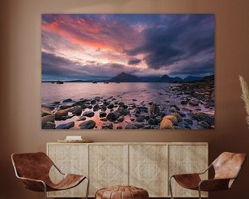 Zonsondergang Elgol Beach, Isle of Skye, Schotland van Henk Meijer Photography