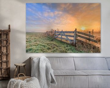 Niederländische Landschaft mit Sonnenaufgang von Lisa Antoinette Photography