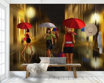Dames winkelavond in de regen van Monika Jüngling