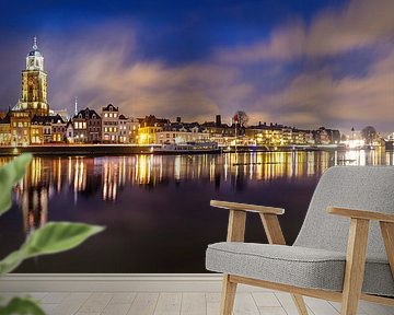 Skyline of Deventer at the river IJssel during a cold winter evening by Sjoerd van der Wal Photography
