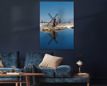 Windmills at the banks of the river Zaan, Zaandam, Noord-Holland,  Netherlands by Rene van der Meer