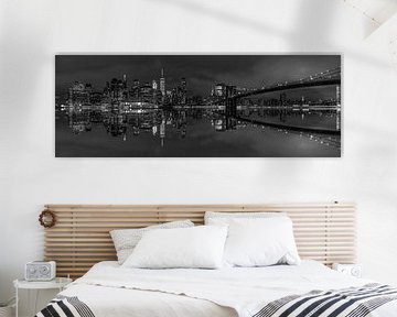 Panorama Brooklyn Bridge & Manhattan skyline  by Rene Ladenius Digital Art