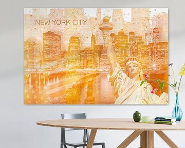 Grafische Kunst MANHATTAN Collage | goud van Melanie Viola