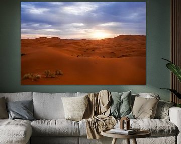 Sahara woestijn bij zonsondergang