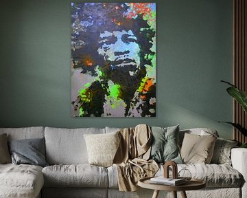 Jimi Hendrix - Splash - Blue - Green - 3 Colours van Felix von Altersheim