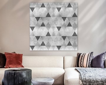GRAFISCH PATROON Mousserende driehoeken | zilver van Melanie Viola