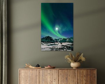 Aurora Northern Polar-Licht im nächtlichen Himmel über Nord-Norwegen von Sjoerd van der Wal