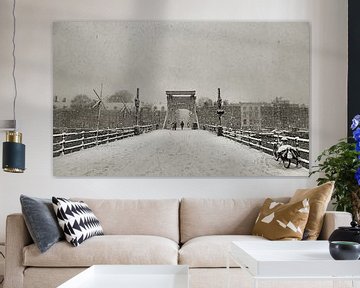 Magere brug in de Sneeuw II van Frank de Ridder