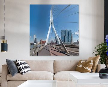 Le pont Érasme, architecture moderne Kop van Zuid, Rotterdam, Hollande méridionale, Pays-Bas sur Rene van der Meer