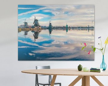 Windmills along the river Zaan, Zaandam, Noord-Holland, Netherlands by Rene van der Meer