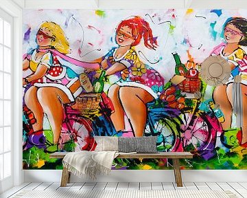 Dikke Dames op de Fiets van Vrolijk Schilderij