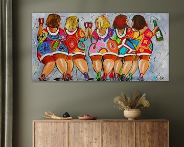 5 Jubelnde dicke Damen von Vrolijk Schilderij