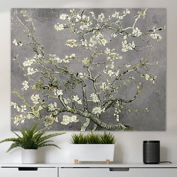  Variation der Mandelblüten von Vincent van Gogh in Hellgrau von Masters Revisited