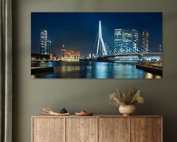 Erasmusbrug en Kop van Zuid in de avond by Mark De Rooij