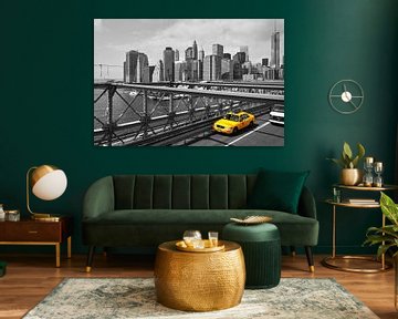 Manhattan (New York City) panorama - Yellow Cab van Alexander Mol
