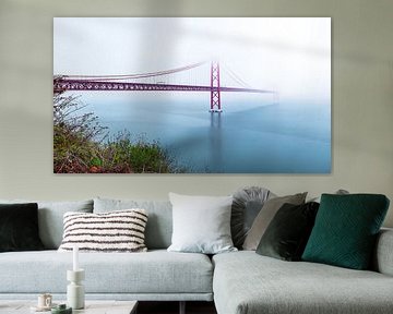 Ponte 25 de Abril Disappearing in fog, Lisbon, Portugal by Madan Raj Rajagopal