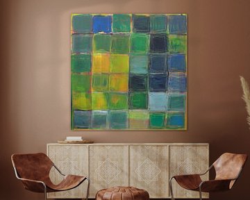 36 Green, Yellow, Blue  squares by Liliane Dumont