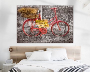 Vieux vélo rouge sépia sur Willem Visser