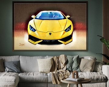 Yellow Lambo van JiPé digital artwork