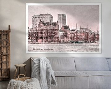 Vintage-Postkarte: Rotterdamer Fährhafen