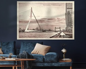 Vintage Ansichtskarte: Erasmus-Brücke und Wilhelminapier