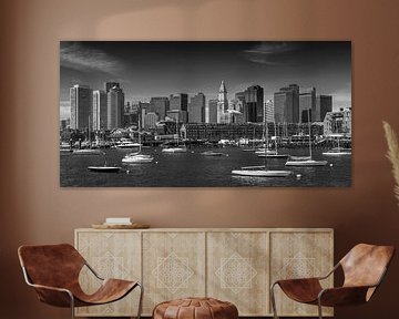 BOSTON Skyline North End & Financial | Monochrome Panorama by Melanie Viola