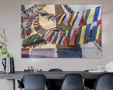 Drapeaux de prière au stupa de Bouddhanath à Katmandou, au Népal. sur Photolovers reisfotografie