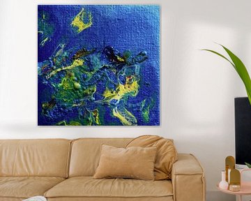 Acryl pouring met blauw metallic sur Angelique van 't Riet