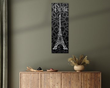 Grafische Kunst PARIS Eiffel toren | grijs & zilver van Melanie Viola