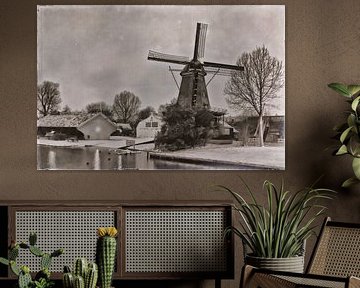 Molen De Ster in de winternacht