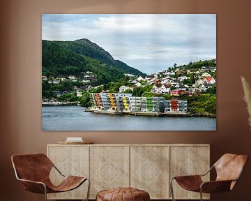 View to the city Bergen in Norway van Rico Ködder